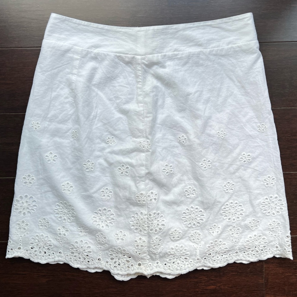 Love, Fire White Eyelet Embroidered A-Line Cotton Skirt Juniors Large - Picture 2 of 13